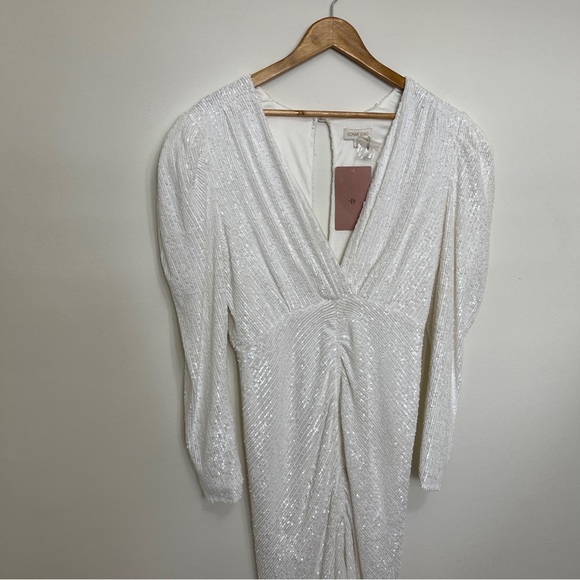 Ronny Kobo Astrid Midi Dress 90s Burnout Paris Hilton Bridal Wedding Prom Size L - Picture 4 of 12